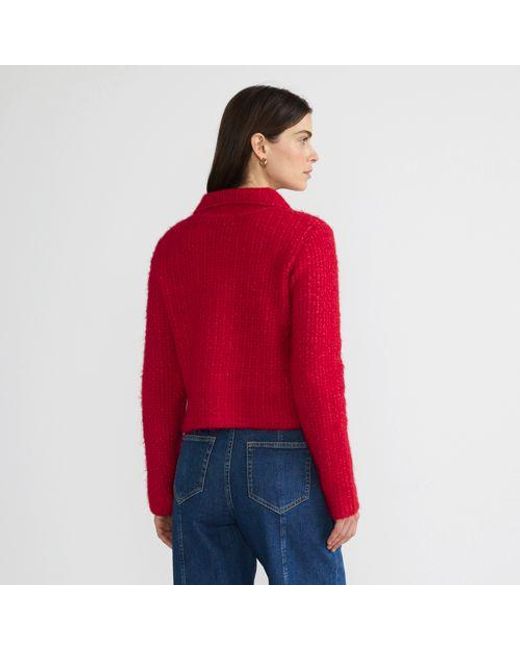 Lands' End Red Strukturierte Strickjacke Im Couture-Stil, Damen, Größe:32-34 Regular, Polyacryl/Polyester-Mischung, By