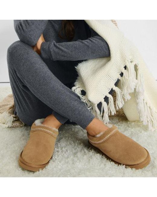 Lands' End Brown Veloursleder-Pantoffeln, Damen, Größe Regular, Leder/Rauleder, By