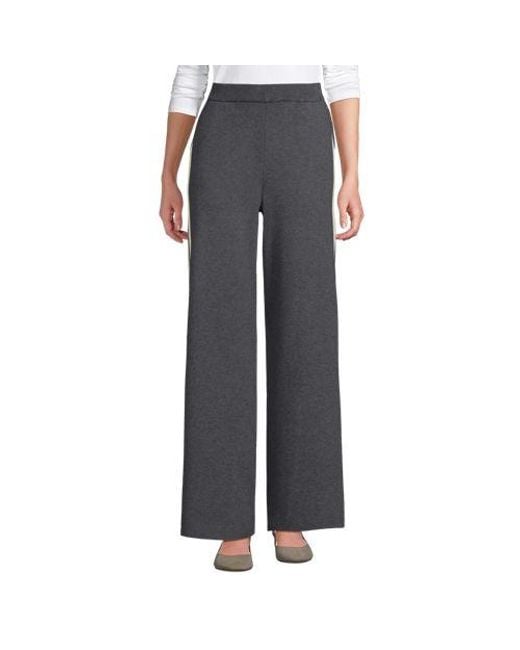 Lands' End Gray Jerseyhose Mit Streifendetail, Damen, Größe:32-34 Petite, By