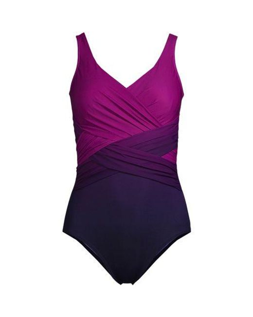 Lands' End Purple Shape-Badeanzug mit Soft Cups Ombré SLENDER