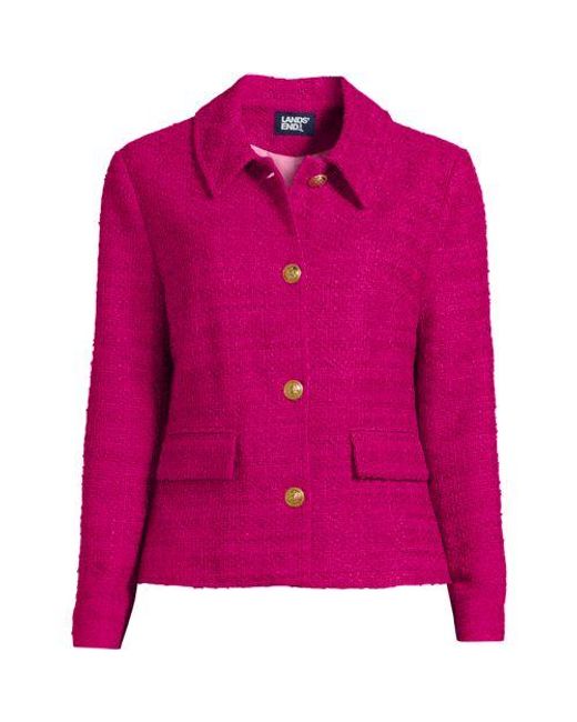 Lands' End Pink Bouclé-Jacke im Couture-Stil