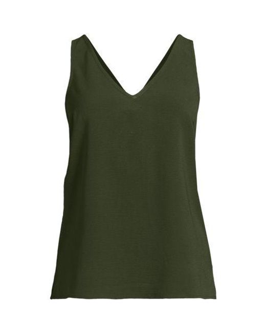 Lands' End Green Top Mit V-Ausschnitt Knitterfrei, Damen, Größe:32-34 Regular, Polyester, By