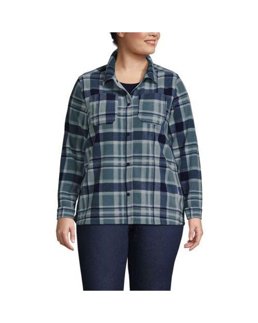 Lands' End Blue Anyweather Fleece-Hemdjacke, Damen, Größe:32-34 Regular, Polyester, By