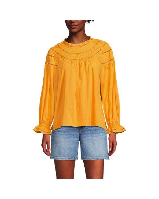Lands' End Orange Voile-Bluse Aus Baumwollmix, Damen, Größe:32-34 Regular, Baumwoll-Mischung/Viskose-Mischung/Baumwolle Modal, By