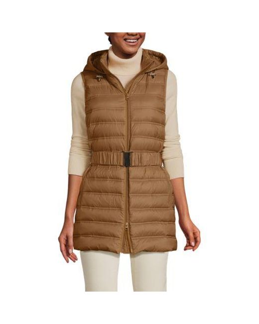 Lands' End Natural Daunenweste Wanderweight Verstaubar Ultraleicht Mit Gürtel, Damen, Größe:32-34 Regular, Nylon, By