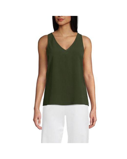Lands' End Green Top Mit V-Ausschnitt Knitterfrei, Damen, Größe:32-34 Regular, Polyester, By