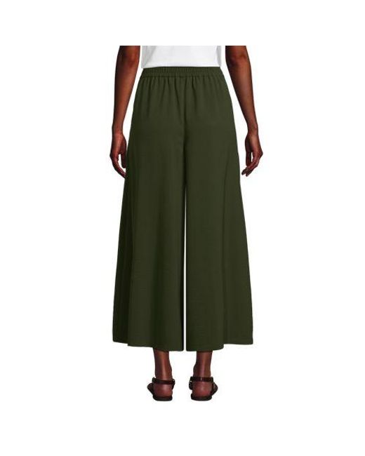 Lands' End Green 7/8-Palazzohose Knitterfrei, Damen, Größe:32-34 Petite, Polyester, By