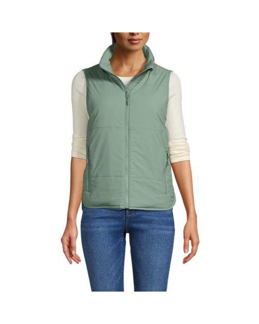 Lands' End Green Leichte Verstaubare Steppweste, Damen, Größe Plus, Nylon-Mischung, By