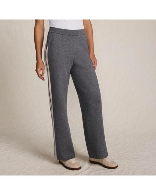 Lands' End Gray Jerseyhose Mit Streifendetail, Damen, Größe:32-34 Petite, By