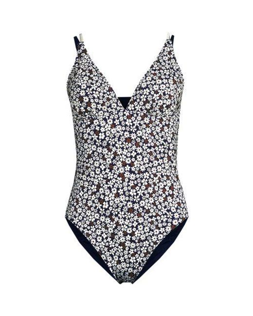 Lands' End White Wendbarer Badeanzug Mit Spaghettiträgern Und Extra Hohem Beinausschnitt, Damen, Größe:34 Regular, Polyester-Mischung, By
