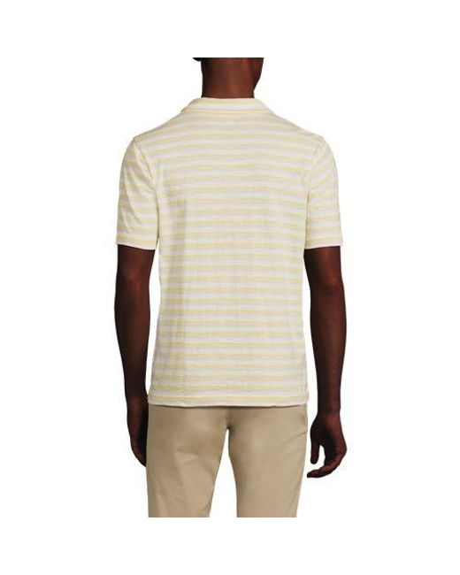Lands' End Kurzarm-Polo Mit Slub-Struktur Und Offenem Kragen, Herren, Größe:48-50 Regular, Baumwolle, By in Natural für Herren