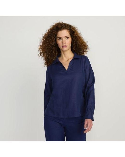 Lands' End Blue Leinen-Schlupfbluse, Damen, Größe:32-34 Petite, By
