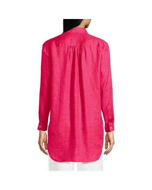 Lands' End Red Tunikahemd Aus Leinen Mit Rollärmeln, Damen, Größe:32-34 Regular, Leinen, By