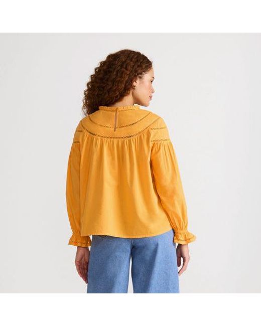 Lands' End Orange Voile-Bluse Aus Baumwollmix, Damen, Größe:32-34 Regular, Baumwoll-Mischung/Viskose-Mischung/Baumwolle Modal, By