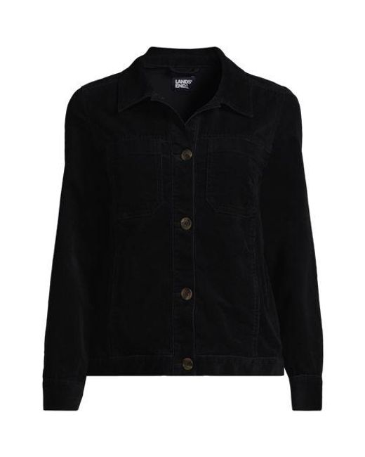 Lands' End Black Leicht Verkürzte Cordjacke, Damen, Größe Plus, Baumwoll-Mischung, By