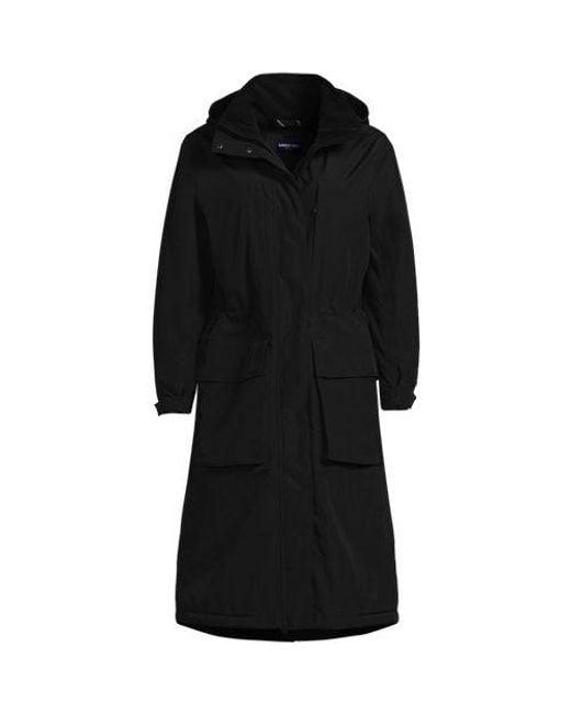 Lands' End Black Wasserdichter Isolierter Stadion-Kapuzenmantel Squall, Damen, Größe:32-34 Regular, Nylon, By