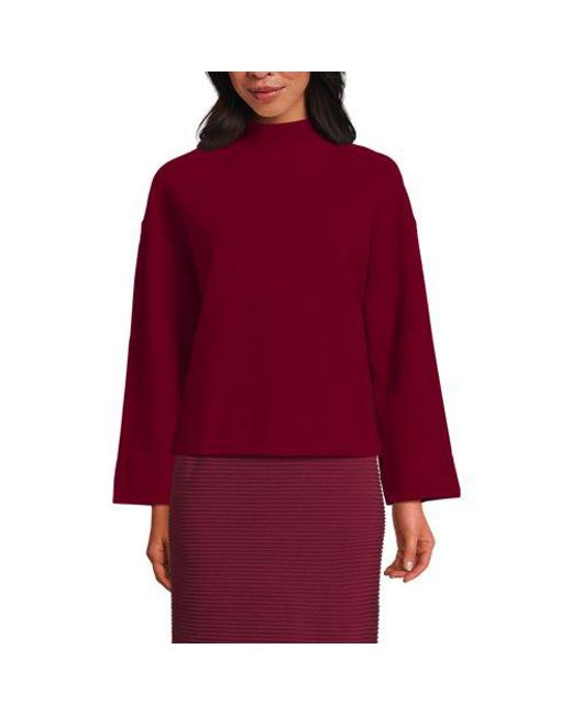 Lands' End Red Softes Sweatshirt Mit Stehkragen, Damen, Größe:32-34 Regular, Baumwolle/Polyester/Baumwoll-Mischung, By