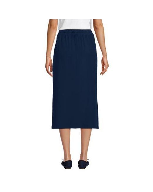 Lands' End Blue Twill-Midirock, Damen, Größe:34 Regular, Polyester/Viskose, By