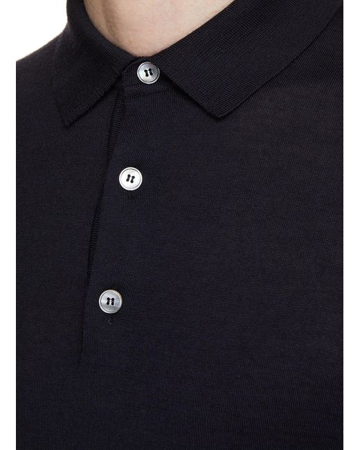 Zegna Cashmere Silk Knitted Polo Shirt in Blue for Men | Lyst