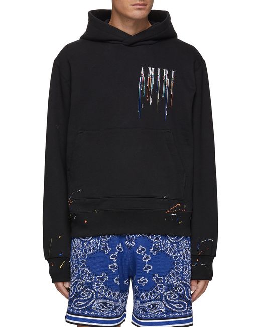 Amiri Synthetic Paint Drip Core Logo Embroidered Hoodie Men Clothing