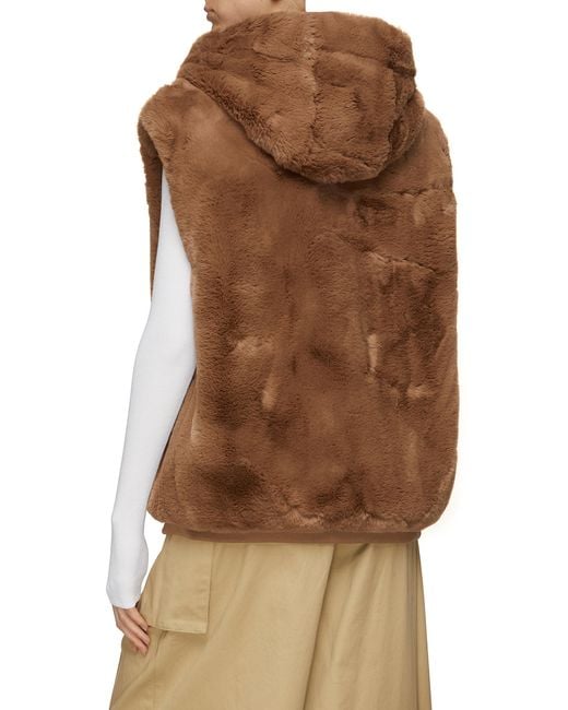 Moose Knuckles State Bunny Hooded Faux Fur Vest In Brown Lyst 4951