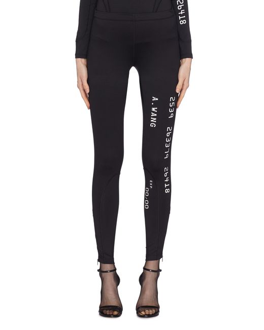 Alexander Wang Black Zip Cuff Credit Card Print Scuba Jersey leggings