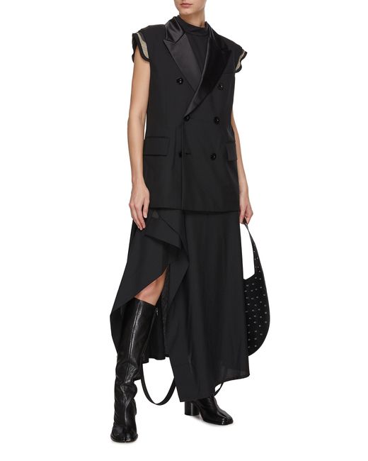 Sacai Suiting Mix Dress in Black | Lyst