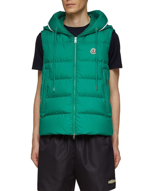 Moncler Synthetic 'cardamine' Front Logo Hooded Puffer Vest in Green for  Men | Lyst