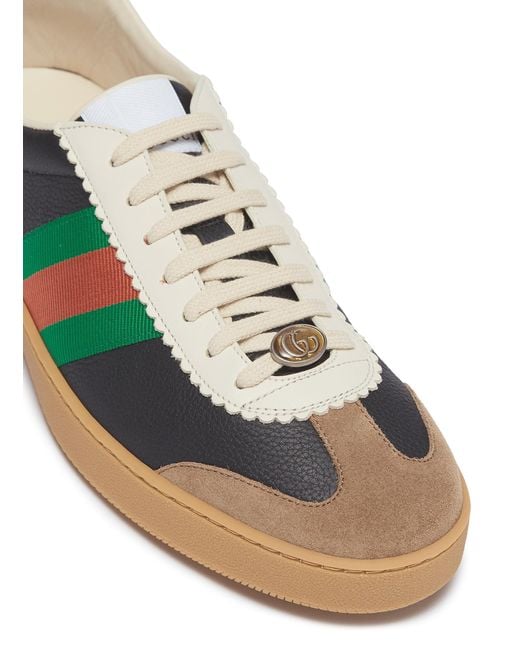 gucci leather and suede web sneaker
