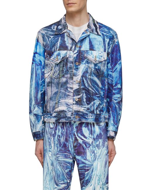Doublet Mirage Printed Warped Worker Style Denim Jacket in Blue for Men