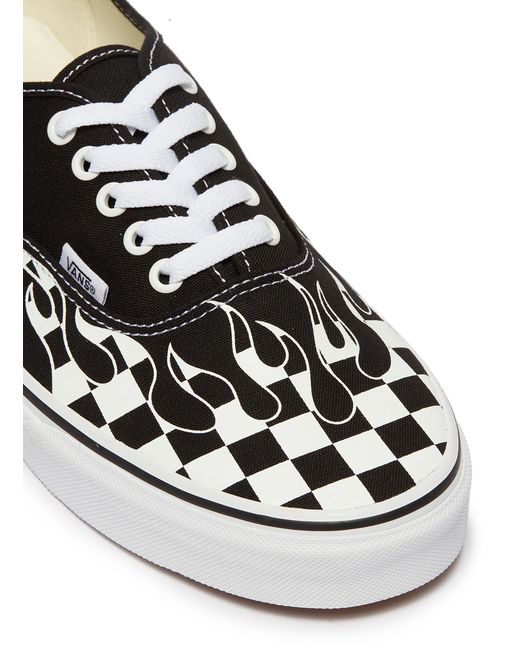 Vans 'authentic' Checkerboard Flame Canvas Sneakers in Black for Men | Lyst