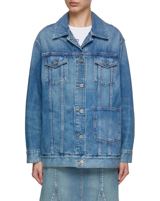 Ganni Oversized Tint Wash Denim Jacket in Blue | Lyst