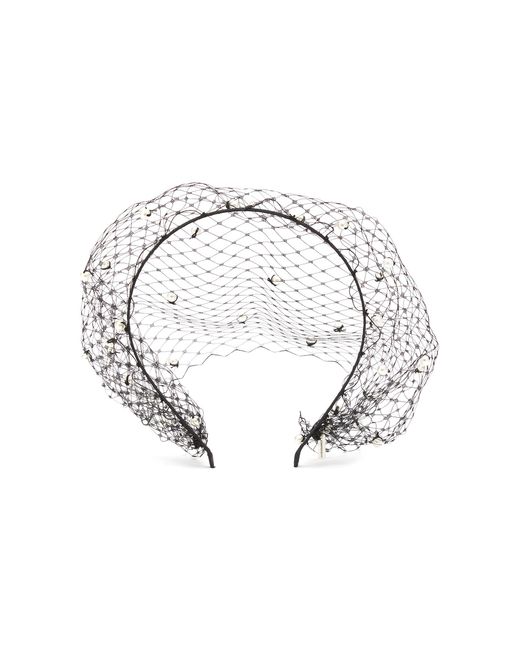 Jennifer Behr Metallic Voilette Swarovski Pearl Headband