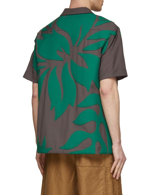 Sacai Floral Patchwork Embroidered Shirt in Green for Men | Lyst