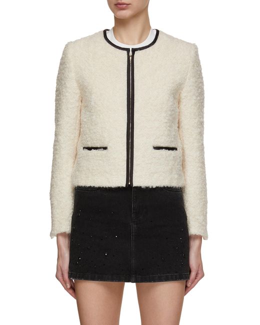 Mo&co. Cropped Wool Mohair Blend Jacket in Natural | Lyst