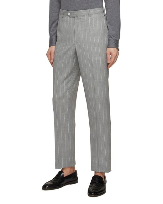 Isaia Single Breasted Stripe Wool Suit in Gray for Men | Lyst