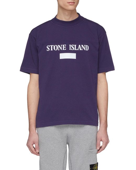 Stone Island Cotton Reflective Logo Print T-shirt in Blue for Men | Lyst UK