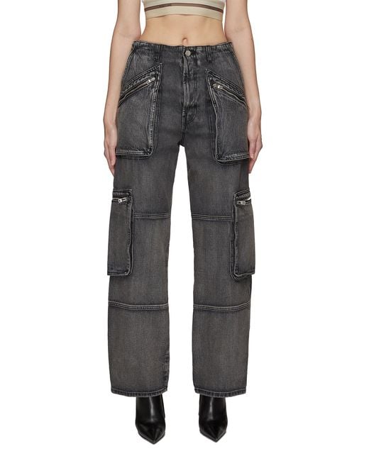 Amiri Loose Straight Denim Cargo Jeans in Black (Gray) | Lyst