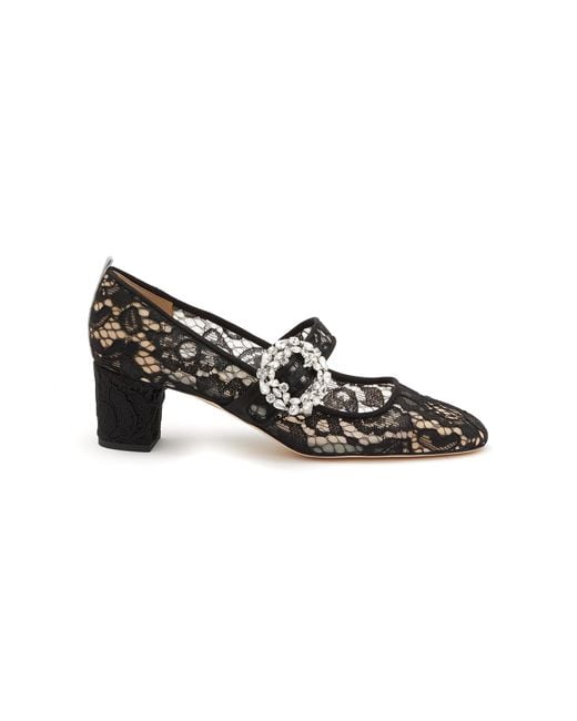 SJP by Sarah Jessica Parker Black 'cosette Bis' 50 Crystal Embellished Buckle Lace Mary Jane