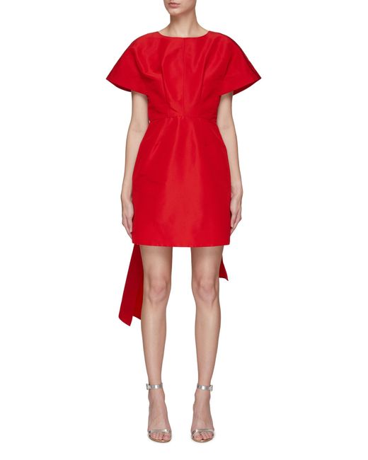 Carolina Herrera Silk Bell Sleeves Structured A Line Mini Dress | Lyst