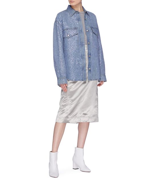 raehmon' Sequin Embroidered Denim Shirt 