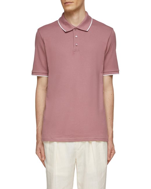 Theory 'precise' Contrasting Trim Pima Cotton Blend Polo Shirt in Red ...