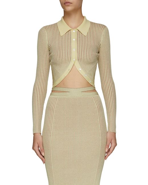 Jonathan Simkhai Synthetic 'sol' Longsleeved Ribbed Knit Cropped Top