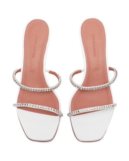 amina muaddi white pump