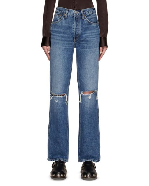 RE/DONE Denim 90s High Rise Loose Destroyed Knee Jeans in Blue | Lyst