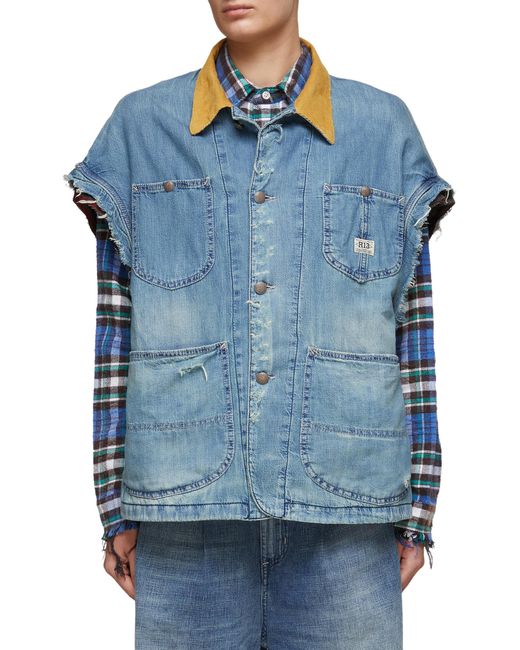 R13 Contrast Collar Denim Vest in Blue Lyst