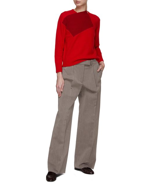 The Row Enid Patchwork Wool Cashmere Sweater in Red | Lyst