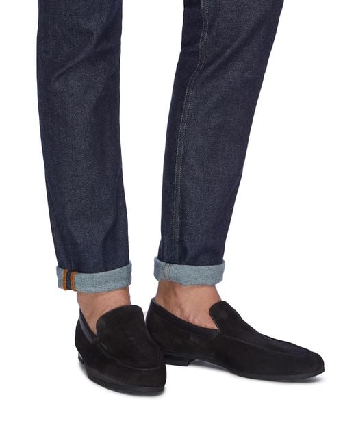 John Lobb 'tyne' Suede Loafers Men Shoes Loafers 'tyne' Suede Loafers in  Black (Blue) for Men - Save 6% - Lyst