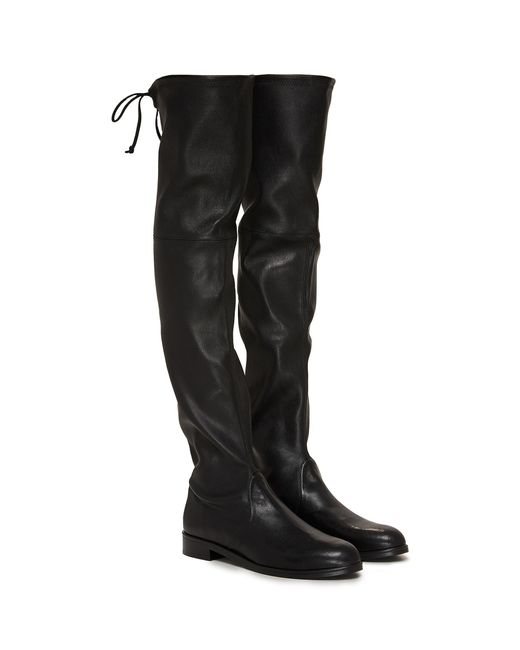 Stuart Weitzman Lowland Bold Leather Over-the-knee Boots in Black | Lyst