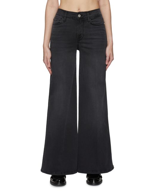 FRAME Denim 'le Pixie' Washed High Rise Wide Jeans in Black | Lyst